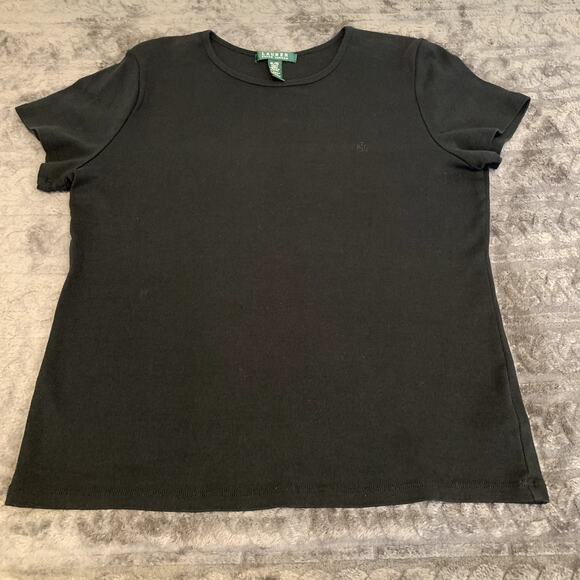 Lauren by Ralph Lauren Tops - Lauren by Ralph Lauren 100% Cotton  Black Short Sleeve Women's T Shirt Size XL